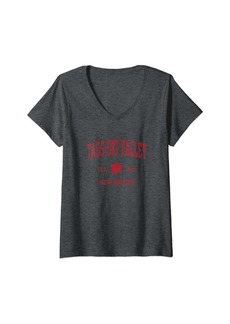 Womens Taos Ski Valley New Mexico NM Vintage Sports Design Red Prin V-Neck T-Shirt