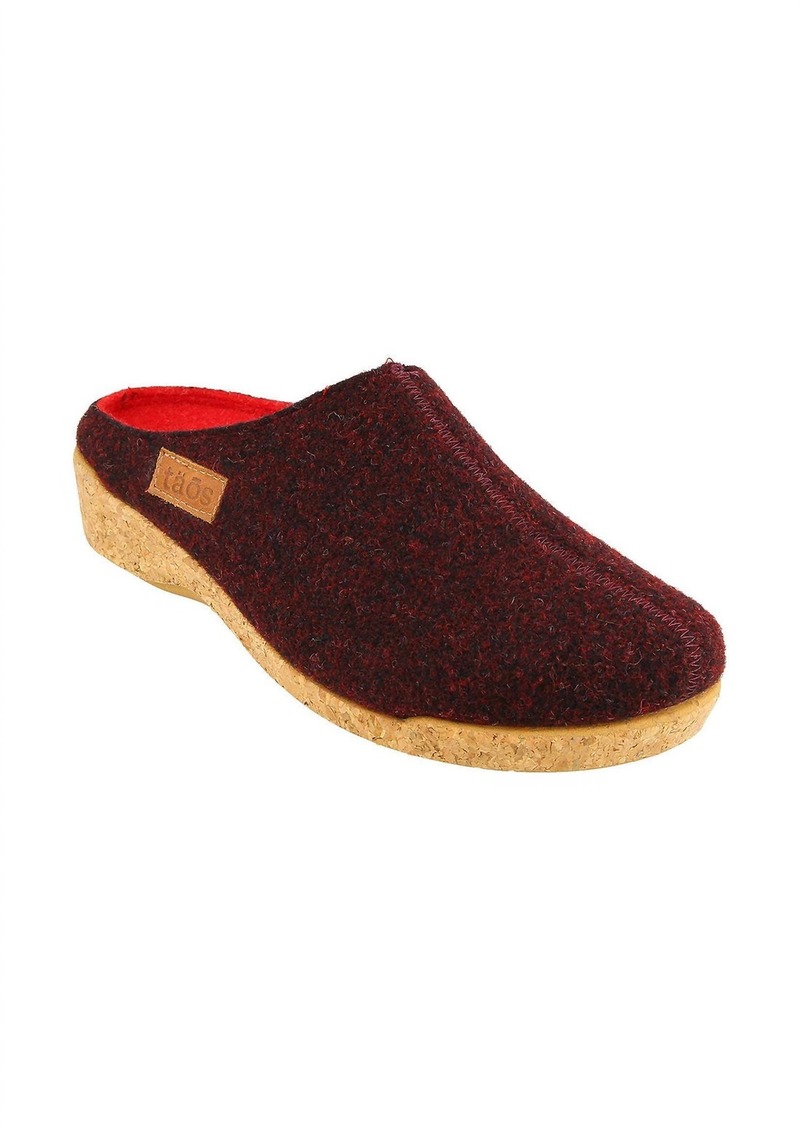 Taos Women's Woollery Wool Clog In Deep Red