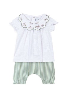 Tartine et Chocolat Baby's & Little Girl's Embroidered Colorblock Romper