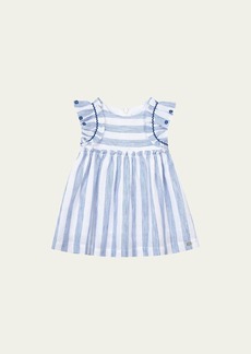 Tartine et Chocolat Girl's Embroidered Stripe Ruffle-Trim Dress  Size 18M-2