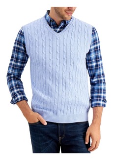 Tasso Elba Mens Cable Knit V-Neck Sweater Vest