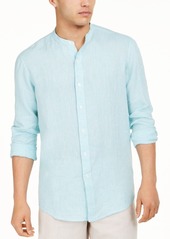 Tasso Elba Men's Banded Collar Linen Shirt, Created for Macy's