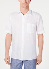 Tasso Elba Men's Cross-Dye Short Sleeve Linen Shirt, Created for Macy's