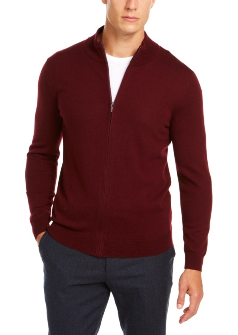 Tasso Elba Tasso Elba Men's Solid Full-Zip Mock-Neck Merino Wool Blend ...