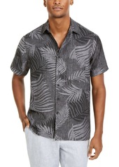 Tasso Elba Tropical Print Silk Linen Blend Short-Sleeve Shirt, Created for Macy's