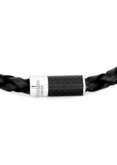 Tateossian Carbon Pop Braided Leather Bracelet