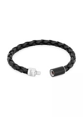 Tateossian Carbon Pop Braided Leather Bracelet