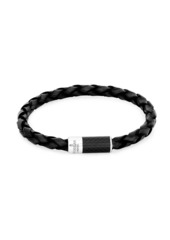 Tateossian Carbon Pop Braided Leather Bracelet