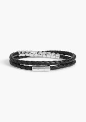Tateossian - Sterling silver and braided leather bracelet - Black - M