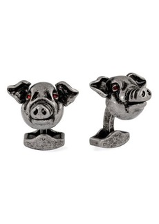 Tateossian Mechanical Pig Cuff Links in Red at Nordstrom