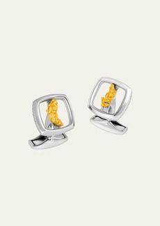 Tateossian Men's Limited Edition Gold Nugget Cufflinks in Silver