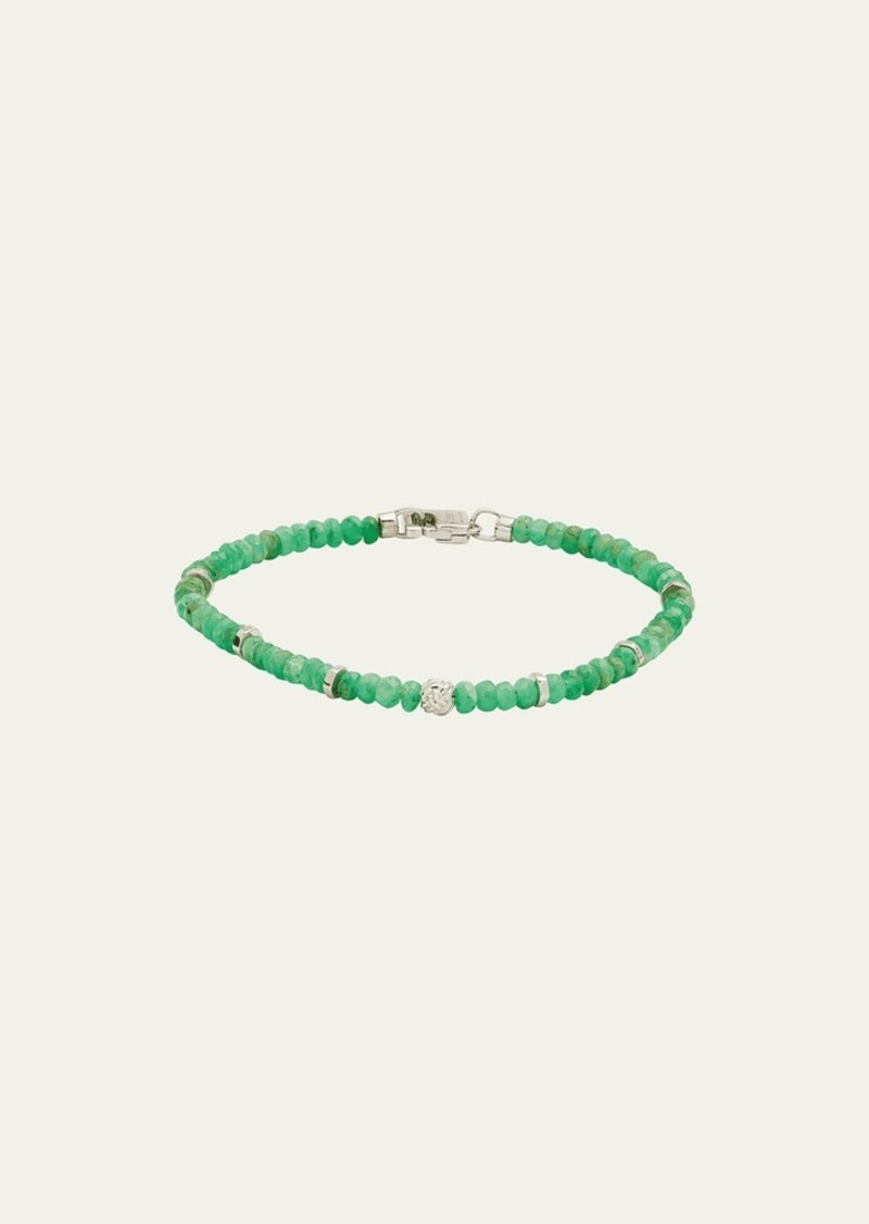Tateossian Men's Nodo Beaded Emerald Bracelet  Large
