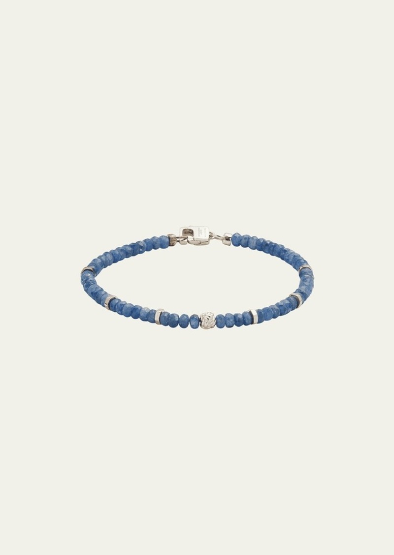 Tateossian Men's Nodo Beaded Sapphire Bracelet  Medium