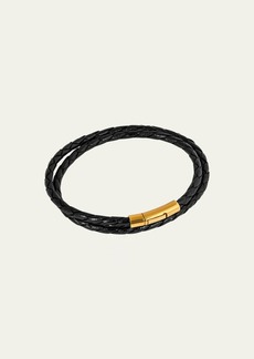 Tateossian Men's Tubo Scoubidou 18K Gold Braided Leather Double Wrap Bracelet