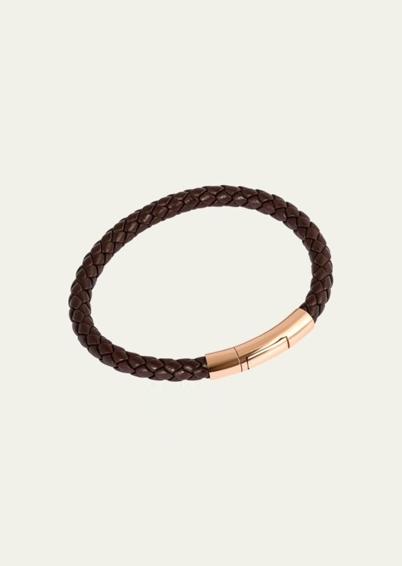 Tateossian Men's Tubo Taito 18K Rose Gold Braided Leather Wrap Bracelet