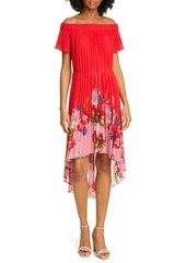 Ted Baker Berry Gillyy Pleat Off the Shoulder Dress