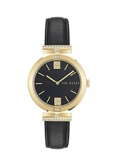 Ted Baker Darbey Goldtone Stainless Steel, Crystal & Vegan Leather Strap Watch/36MM