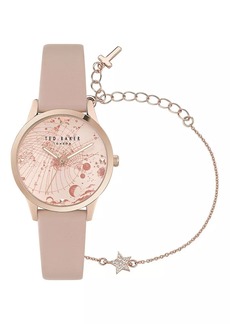 Ted Baker Fitzrovia Fashion Stainless Steel & Leather Strap Watch/34MM