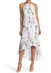 Ted Baker Floral Pleated High/Low Hem Dress