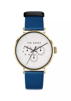 Ted Baker Goldtone Stainless Steel & Leather Strap Watch