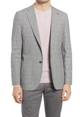 Ted Baker London Bonsai Windowpane Plaid Cotton & Linen Sport Coat in Charcoal at Nordstrom