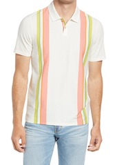Ted Baker London Defrost Placement Stripe Short Sleeve Polo in White at Nordstrom