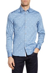 Ted Baker London Slim Fit Tropical Print Button-Up Shirt in Blue at Nordstrom