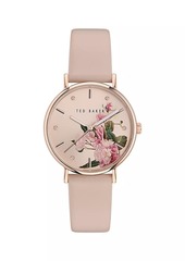Ted Baker Phylipa Fashion Rose-Goldtone Stainless Steel & Leather Strap Watch/34MM