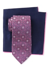 Ted Baker Silk Tonal Medallion Tie & Pocket Square Set