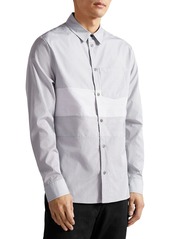 Ted Baker Brennan-MIB Cotton Color Blocked Stripe Button Down Shirt 
