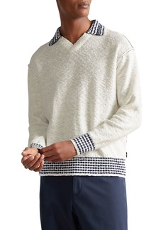 Ted Baker Burlee-Ls Textured Open Collar Sweater