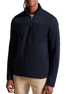 Ted Baker Gazine Long Sleeve Textured Paneled Quarter Zip Sweater