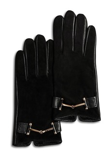 Ted Baker Logo Detail Suede & Leather Gloves