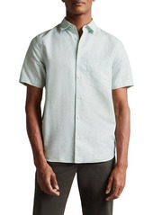Ted Baker London Addle Short Sleeve Linen & Cotton Button-Up Shirt