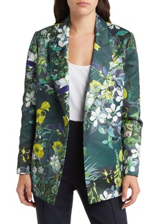 Ted Baker London Aikaa Floral Print Double Breasted Blazer in Dark Green at Nordstrom Rack