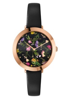 Ted Baker London Ammy Floral Leather Strap Watch