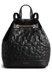 Ted Baker London Ayssan Magnolia Quilted Leather Backpack in Black at Nordstrom Rack