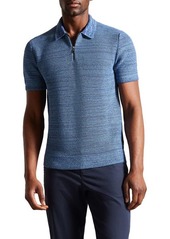 Ted Baker London Blossam Textured Quarter Zip Polo Sweater