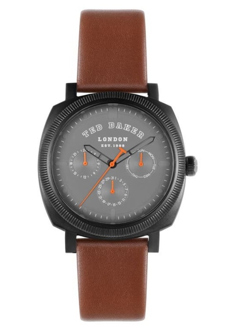 Ted Baker London Caine Multifunction Leather Strap Watch