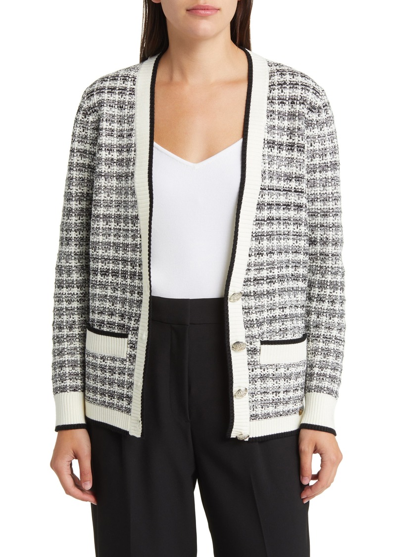 Ted Baker London Carmein Marled Check Cardigan in Natural at Nordstrom Rack