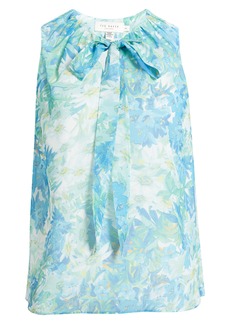 Ted Baker London Chalote Print Tie Neck Sleeveless Top in Blue/White at Nordstrom Rack