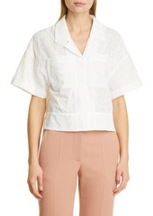Ted Baker London Chancee Floral Broderie High-Low Cotton Camp Shirt in White at Nordstrom