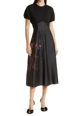Ted Baker London Cillaah Placed Flower Mixed Media Dress in Black at Nordstrom Rack
