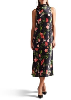 Ted Baker London Connihh Floral Cowl Neck Sleeveless Satin Midi Dress