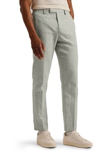 Ted Baker London Damasks Slim Fit Flat Front Linen & Cotton Chinos