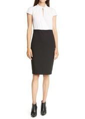 Ted Baker London Daylla Two-Tone Mock Neck Pencil Dress