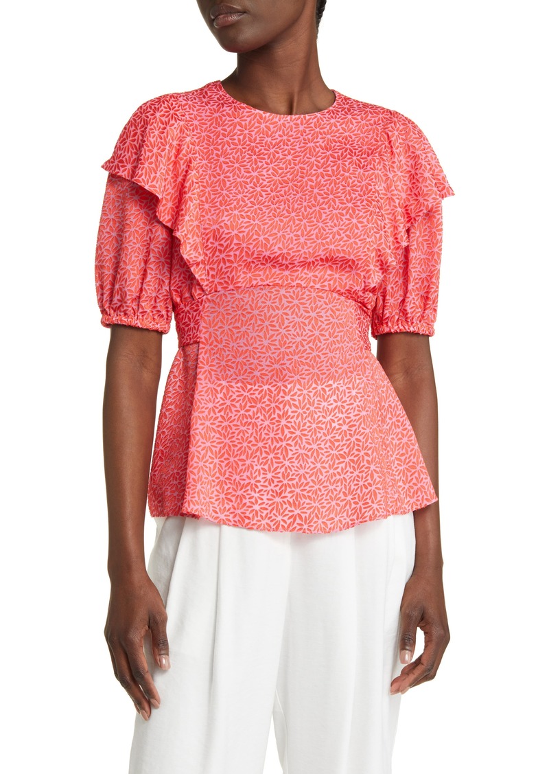 Ted Baker London Devonna Floral Ruffle Detail Top in Fuchsia at Nordstrom Rack