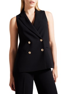 Ted Baker London Double Breasted Twill Vest in Black at Nordstrom Rack