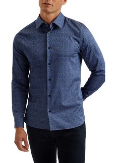 Ted Baker London Endover Line Slim Fit Geo Print Cotton Button-Up Shirt