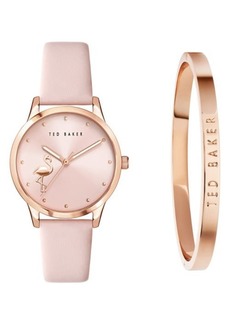 Ted Baker London Fitzrovia Flamingo Leather Strap Watch Set